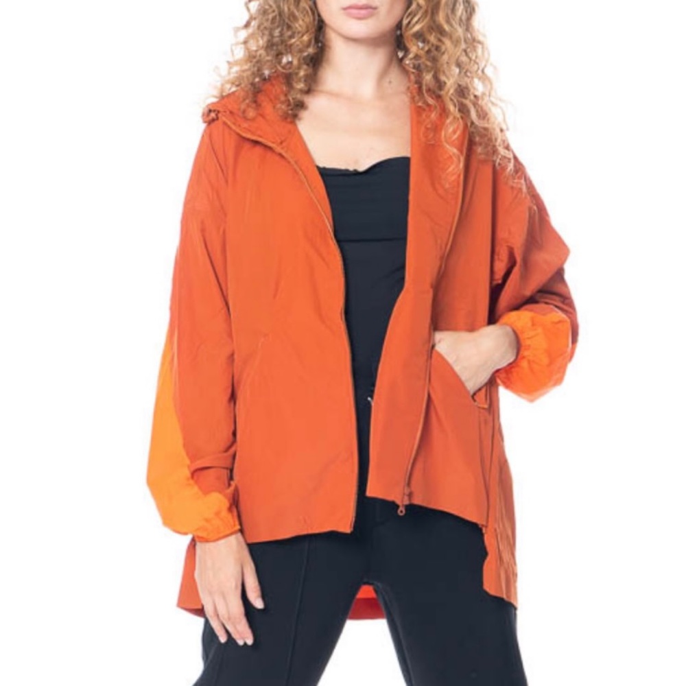 Y-3 • Yohji Yamamoto Adidas Orange Hooded Windbreaker Jacket, 2XS